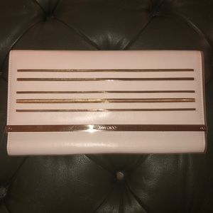 JIMMY CHOO Off White Leather Gold Clutch Bag